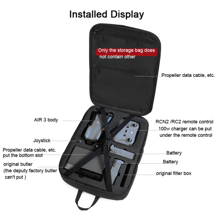 For DJI AIR 3 Storage Bag Backpack Compatible with RC-N2 or RC 2 Remote Control(Black) - Backpacks & Bags by PMC TechLife | Online Shopping South Africa | PMC TechLife