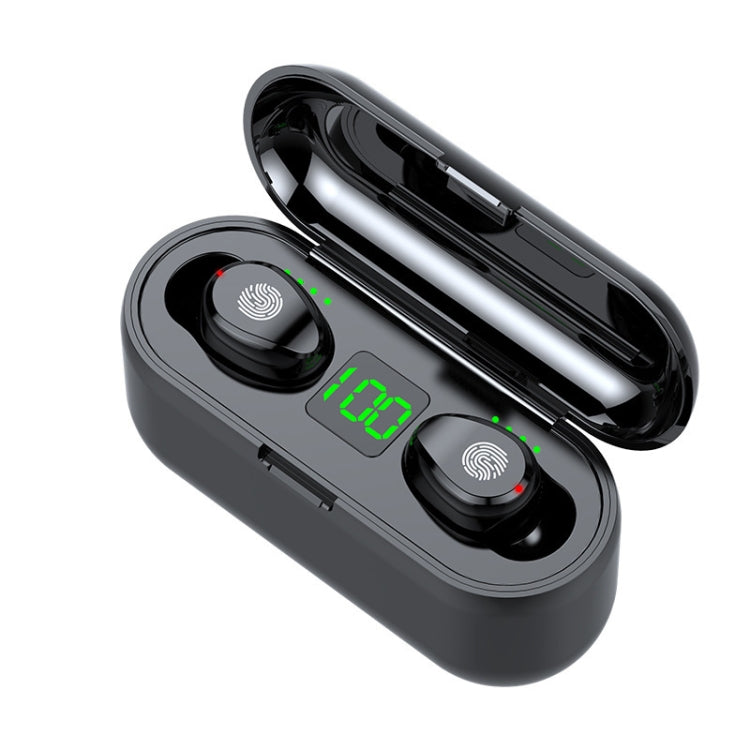 F9-2 LED Digital Display Wireless In-Ear Noise Reduction Long Life Bluetooth Headset(Black) - Bluetooth Earphone by PMC TechLife | Online Shopping South Africa | PMC TechLife