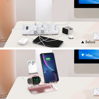 For IPhone / AirPods / Apple Watch Series AhaStyle 3 In 1 Aluminum Alloy Stand(Rose Gold) - Desktop Holder by AhaStyle | Online Shopping South Africa | PMC Jewellery