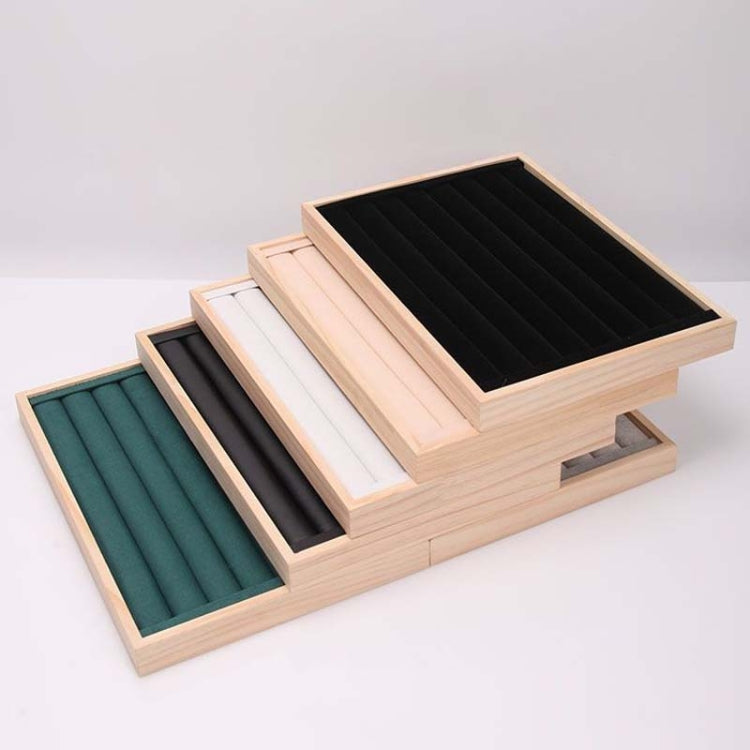 Solid Wooden Velvet Jewelry Display Tray Ring Earring Bracelet Storage And Organization Box, Specification: Small Black Velvet - Jewelry Storages by PMC Jewellery | Online Shopping South Africa | PMC Jewellery