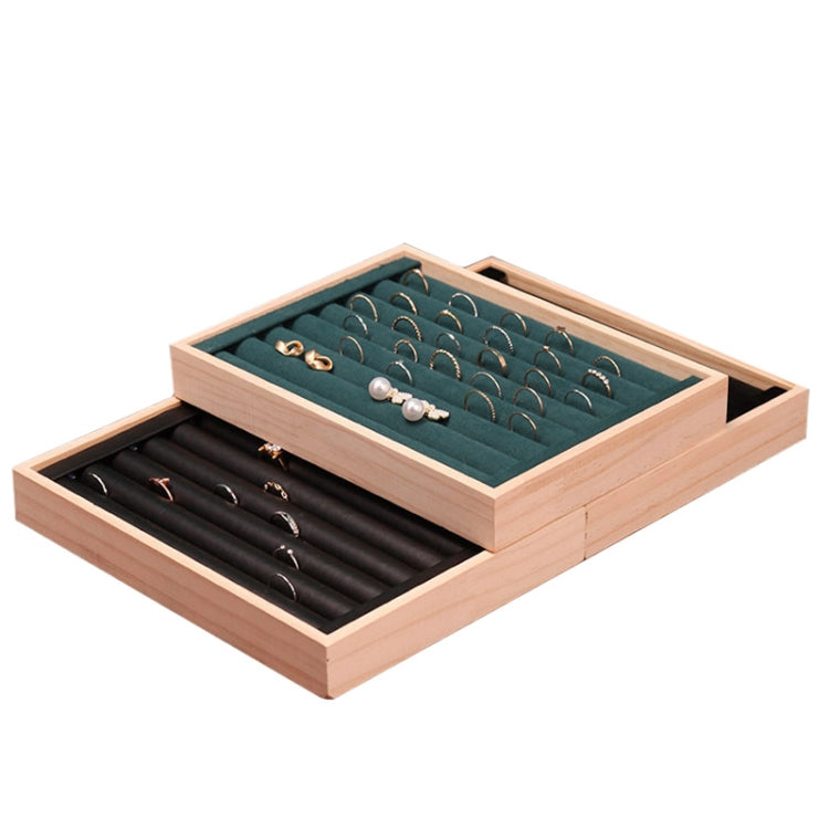 Solid Wooden Velvet Jewelry Display Tray Ring Earring Bracelet Storage And Organization Box, Specification: Medium White Leather - Jewelry Storages by PMC Jewellery | Online Shopping South Africa | PMC Jewellery