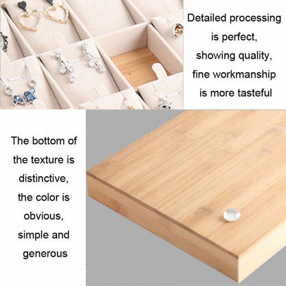 Bamboo Wooden Grid Liner Jewelry Display Tray Necklace Pendant Storage Tray Showcase, Style: 24 Grid White Leather - Jewelry Storages by PMC Jewellery | Online Shopping South Africa | PMC Jewellery