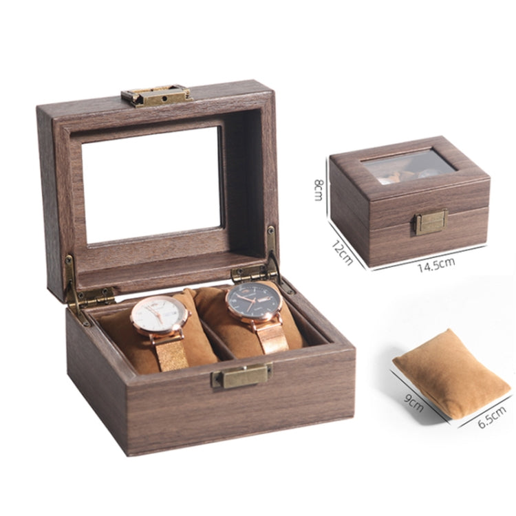 Wood Grain Leather Watch Display Box Watch Storage Case Jewelry Box, Style: 2 Digit Long - Watch Storages by PMC TechLife | Online Shopping South Africa | PMC TechLife