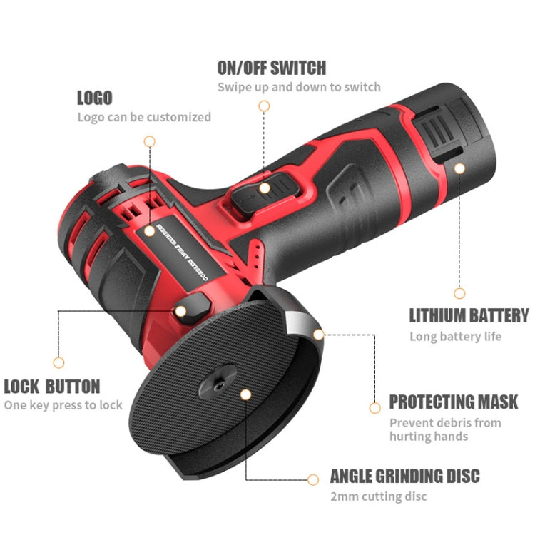 HILDA 12V 3 Inch Li-Ion Angle Grinder Home Cutting And Sanding Machine, US Plug, Model: Plastic Package With 2 Battery - free shipping - PMC TechLife - Order now!