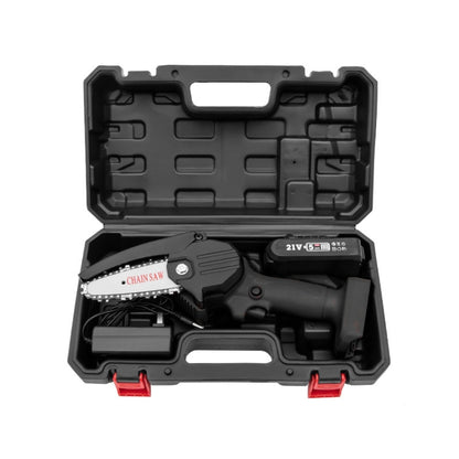 HILDA Rechargeable Cordless Mini Electrical Chain Saw Logging Tools Plastic Package, Model: EU Plug With 1 Battery Black - Electric Saws & Accessories by HILDA | Online Shopping South Africa | PMC Jewellery | Buy Now Pay Later Mobicred