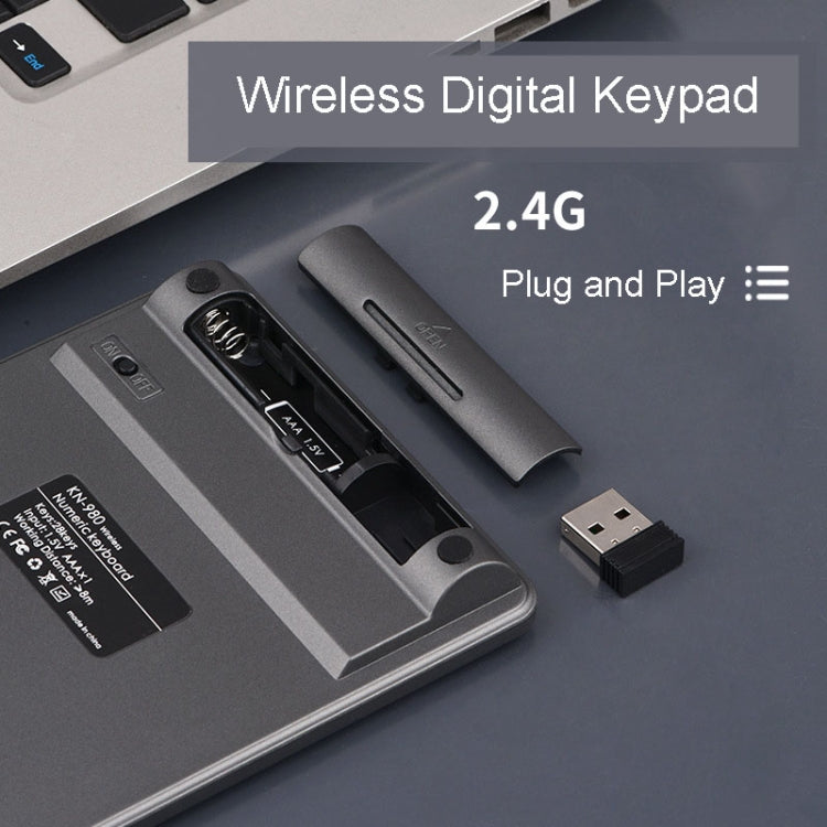 KN-980 28 Keys Portable Wireless Digital Quiet Keypad Computer External Digital Password Keypad(Gray) - free shipping - PMC TechLife - Order now!