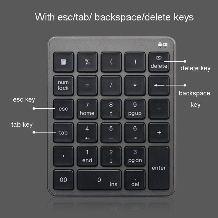 KN-980 28 Keys Portable Wireless Digital Quiet Keypad Computer External Digital Password Keypad(Gray) - free shipping - PMC TechLife - Order now!
