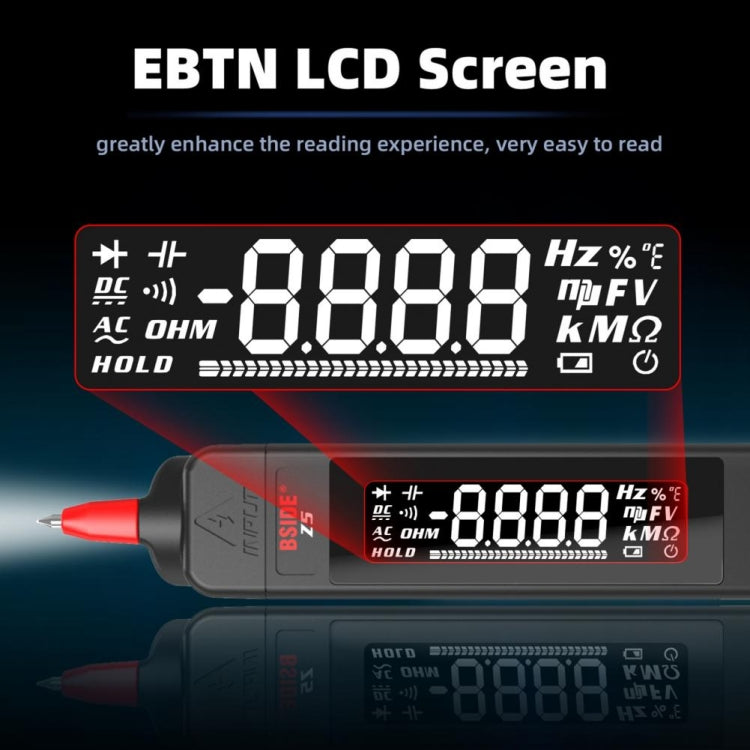 BSIDE Z5 Smart Pen Multimeter Backlight LCD 6000 Counts Auto Voltage Detector - Digital Multimeter by BSIDE | Online Shopping South Africa | PMC TechLife | Buy Now Pay Later Mobicred
