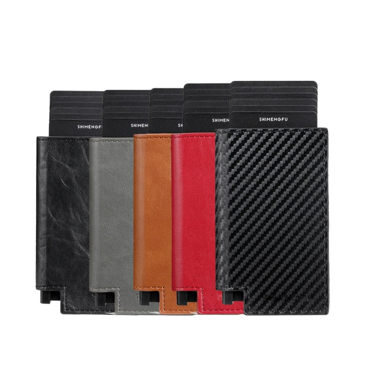 Pop-up Leather Metal Card Holder RFID Bifold Wallet(Carbon Fiber Black) - free shipping - PMC TechLife - Order now!