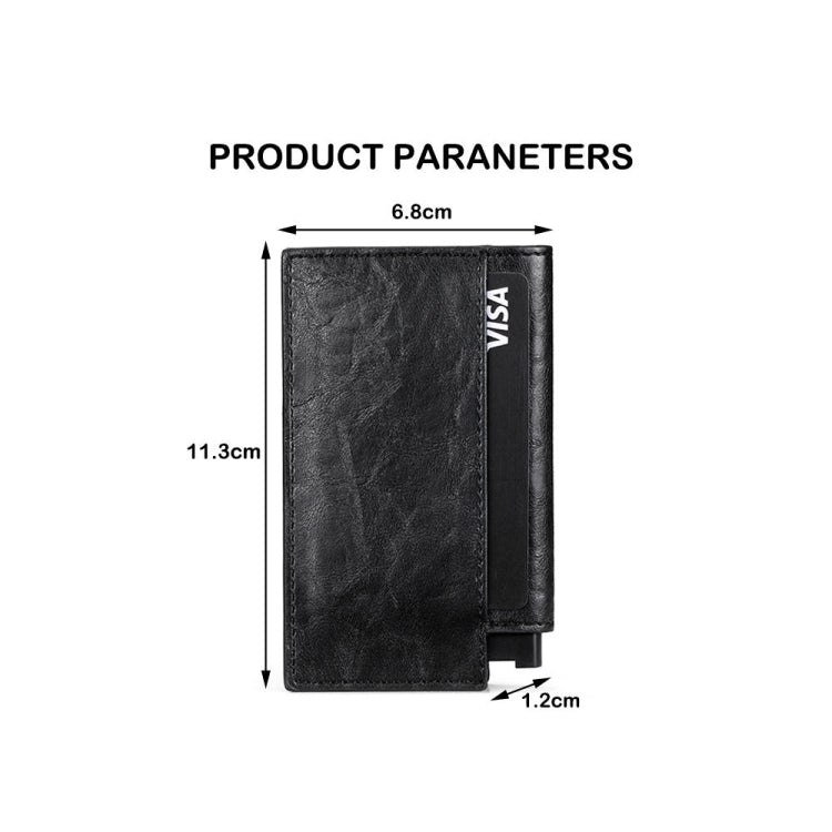 Pop-up Leather Metal Card Holder RFID Bifold Wallet(Carbon Fiber Black) - free shipping - PMC TechLife - Order now!