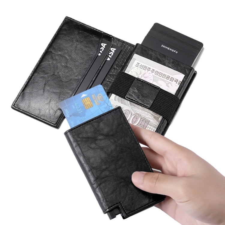 Pop-up Leather Metal Card Holder RFID Bifold Wallet(Carbon Fiber Black) - free shipping - PMC TechLife - Order now!