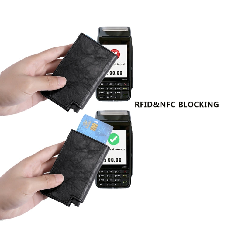 Pop-up Leather Metal Card Holder RFID Bifold Wallet(Carbon Fiber Black) - free shipping - PMC TechLife - Order now!
