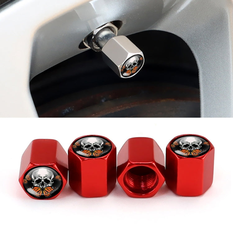 4pcs/set Skull Metal Car Tire Universal Modified Aluminum Alloy Valve Cap(Red) - Tire Valve Caps by PMC TechLife | Online Shopping South Africa | PMC TechLife | Buy Now Pay Later Mobicred