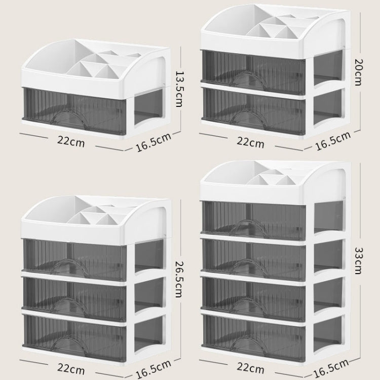 Desktop Drawer Organizer Multi-Layer Cosmetic Jewelry Box Stationery Multi-Functional Organizer, Style: 2 Layer Black Drawer (White) - free shipping - PMC TechLife - Order now!