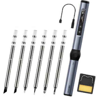 FNIRSI 9pcs/ Set Mini Soldering Station Digital Display Constant Temperature Smart Soldering Iron, Color: Blue Standard 6 Heads - Electric Soldering Iron by FNIRSI | Online Shopping South Africa | PMC Jewellery | Buy Now Pay Later Mobicred