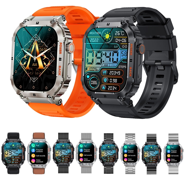 K57 Pro 1.96 Inch Bluetooth Call Music Weather Display Waterproof Smart Watch, Color: Silver Leather - free shipping - PMC TechLife - Order now!