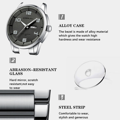 CRRJU 5005 Men Steel Strap Watch Simple Business Personalized Waterproof Watch With Calendar Display(Silver) - Metal Strap Watches by CRRJU | Online Shopping South Africa | PMC Jewellery | Buy Now Pay Later Mobicred