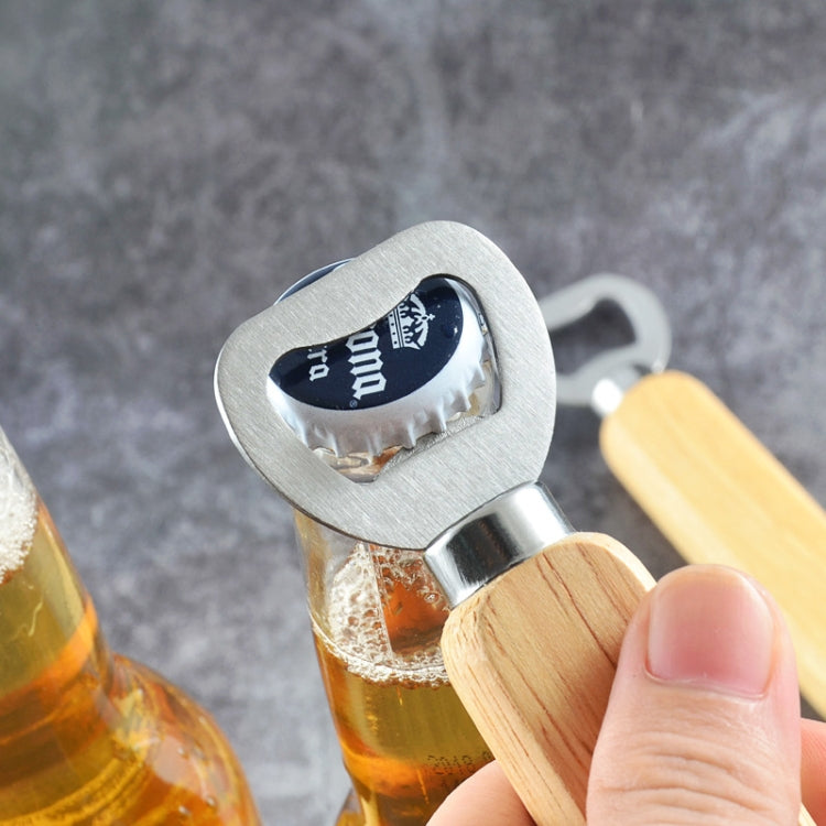 2 PCS Stainless Steel Beer Bottle Opener with Rubber Wood Handle Creative Gift Soda Bottle Driver - free shipping - PMC TechLife - Order now!