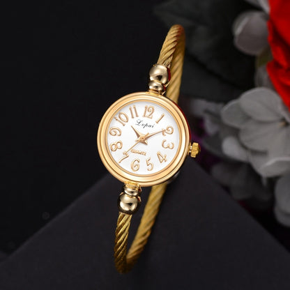 Lvpai Ladies Retro Round Large Dial Alloy Twisted Thin Chain Watch(P433Rose Gold) - Metal Strap Watches by Lvpai | Online Shopping South Africa | PMC Jewellery | Buy Now Pay Later Mobicred