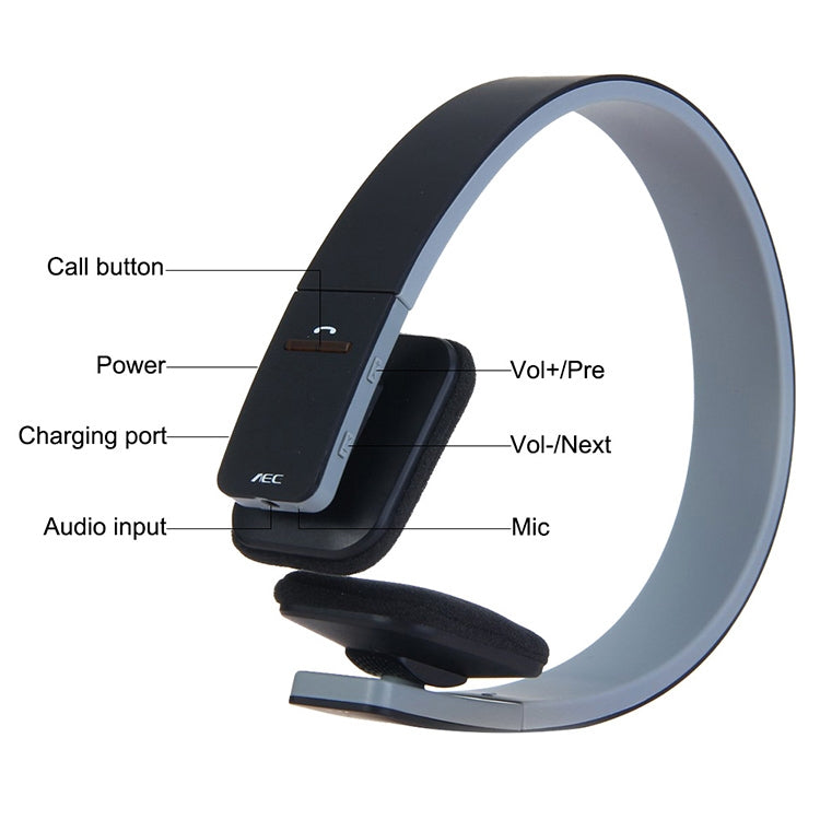AEC BQ618 Smart Wireless Bluetooth Stereo Handsfree Earphone with Microphone, Support 3.5mm for Phone / Tablet / PSPs(Black) - Headset & Headphone by AEC | Online Shopping South Africa | PMC TechLife | Buy Now Pay Later Mobicred