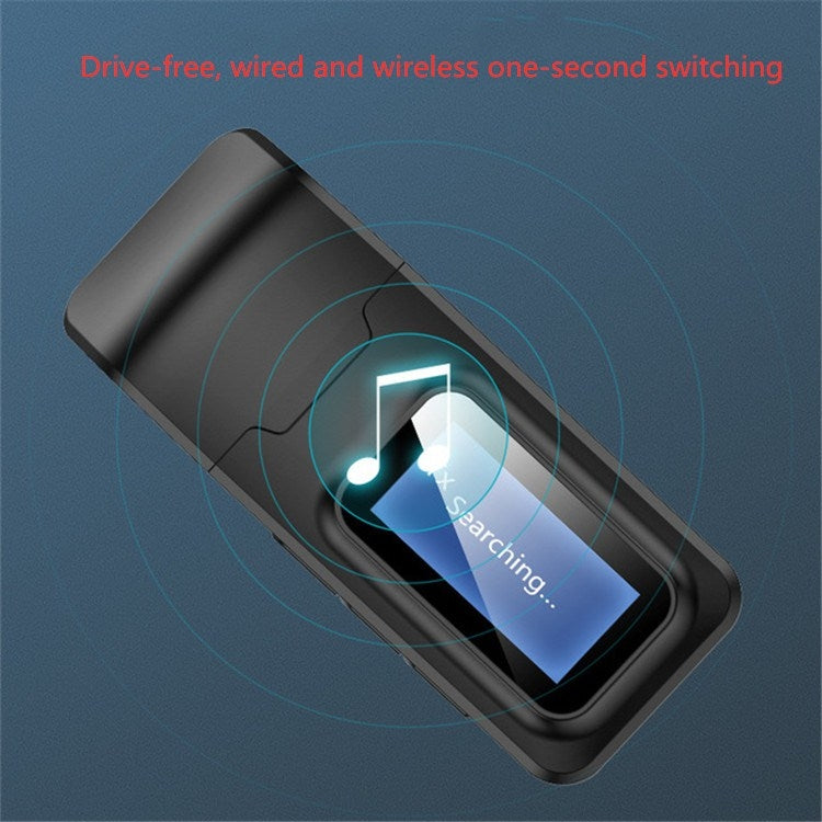 2 in 1 Bluetooth 5.0 Adapter USB Drive-free Wireless Audio Transmitter Receiver with LCD Display - Audio Receiver Transmitter by PMC Jewellery | Online Shopping South Africa | PMC Jewellery