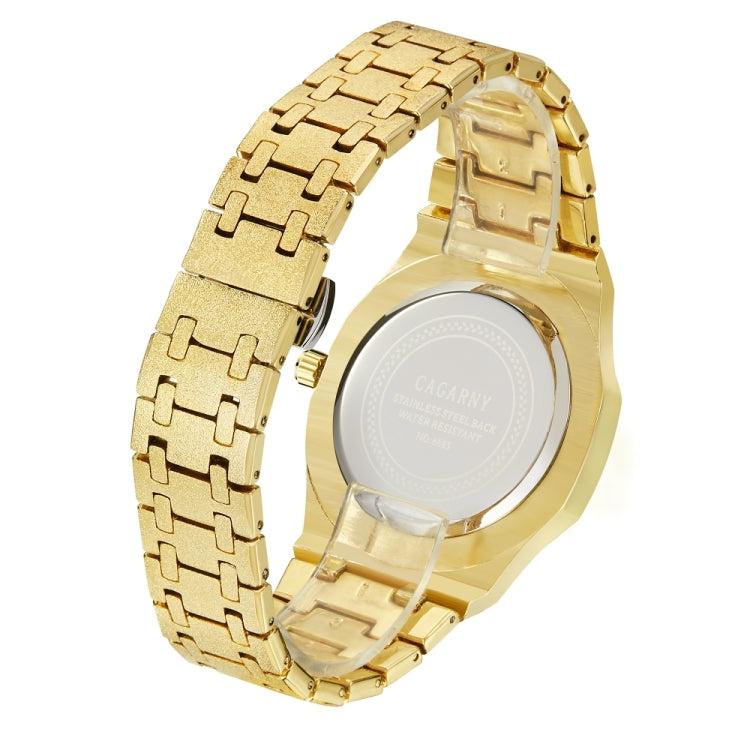 CAGARNY 6885 Octagonal Dial Quartz Dual Movement Watch Men Stainless Steel Strap Watch(Gold Shell White Dial) - Metal Strap Watches by CAGARNY | Online Shopping South Africa | PMC Jewellery | Buy Now Pay Later Mobicred