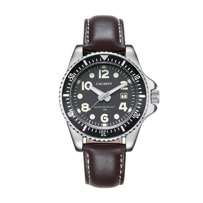 CAGARNY 6863 Fashion Waterproof Quartz Movement Wrist Watch with Leather Band(Coffee) - Leather Strap Watches by CAGARNY | Online Shopping South Africa | PMC Jewellery | Buy Now Pay Later Mobicred