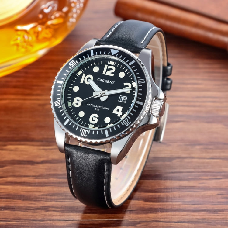 CAGARNY 6863 Fashion Waterproof Quartz Movement Wrist Watch with Leather Band(Coffee) - Leather Strap Watches by CAGARNY | Online Shopping South Africa | PMC Jewellery | Buy Now Pay Later Mobicred