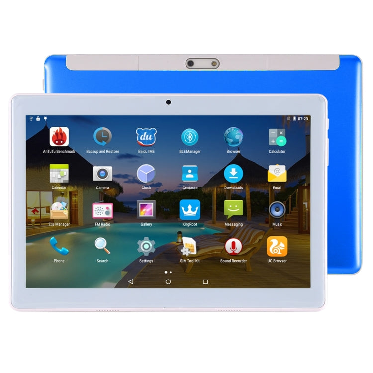 3G Phone Call Tablet, 10.1 inch 2.5D, 2GB+32GB, Android 7.0 MTK6580 Quad Core 1.3GHz, Dual SIM, Support GPS / OTG, with Leather Case(Blue) - 10.1 inch by PMC Jewellery | Online Shopping South Africa | PMC Jewellery