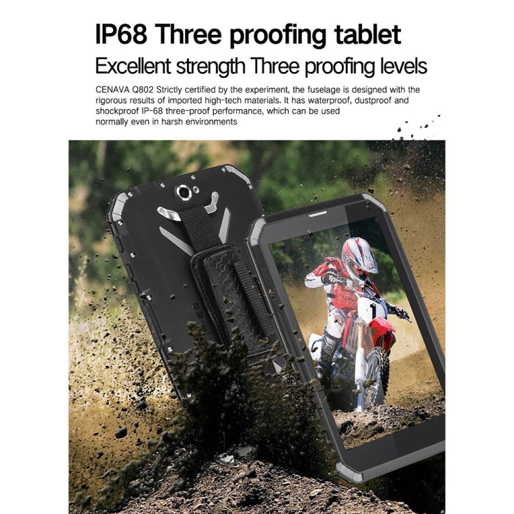 CENAVA-Q802 Triple Proofing Tablet PC, 8.0 inch, 4GB+64GB, Support Google Play, 4G Phone Call, IP68 Waterproof Shockproof Dustproof, Android 9.0, MTK6762 Octa Core 2.0GHz, Support OTG/GPS/NFC/WiFi/BT/TF Card(Black) - CENAVA by CENAVA | Online Shopping South Africa | PMC Jewellery