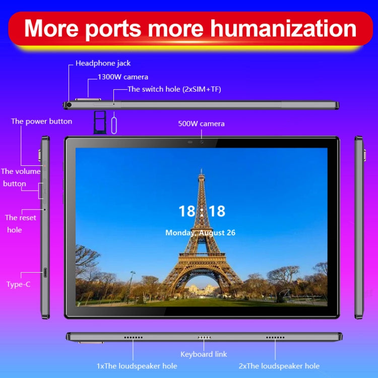 G18 4G Phone Call Tablet PC, 10.1 inch, 4GB+128GB, Android 8.0 MTK6797 Deca Core 2.1GHz, Dual SIM, Support GPS, OTG, WiFi, BT (Blue) - 10.1 inch by PMC Jewellery | Online Shopping South Africa | PMC Jewellery