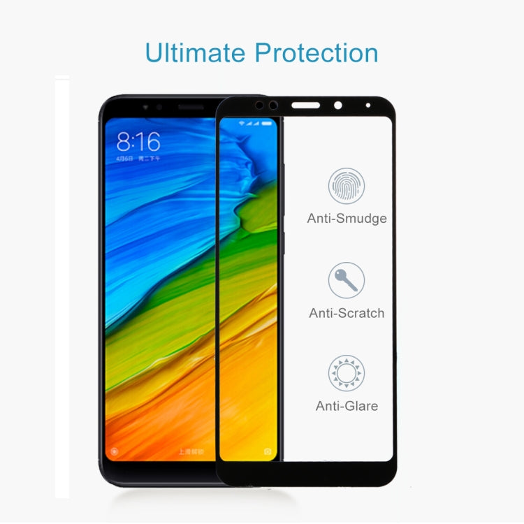 For Xiaomi  Redmi 5 Plus 9H Surface Hardness 2.5D Edge Anti-scratch Silk-screen Full Screen HD Tempered Glass Screen Protector (Black) -  by PMC TechLife | Online Shopping South Africa | PMC TechLife