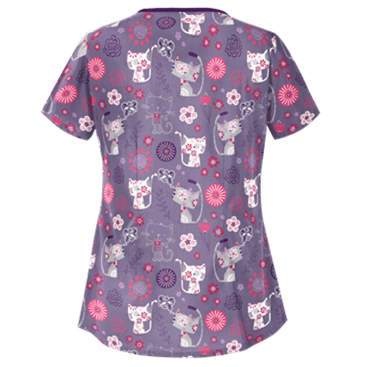 Printed Round Neck Slim-fit Nurse Uniform T-shirt (Color:Purple Size:XL) - T-shirt by PMC Jewellery | Online Shopping South Africa | PMC Jewellery