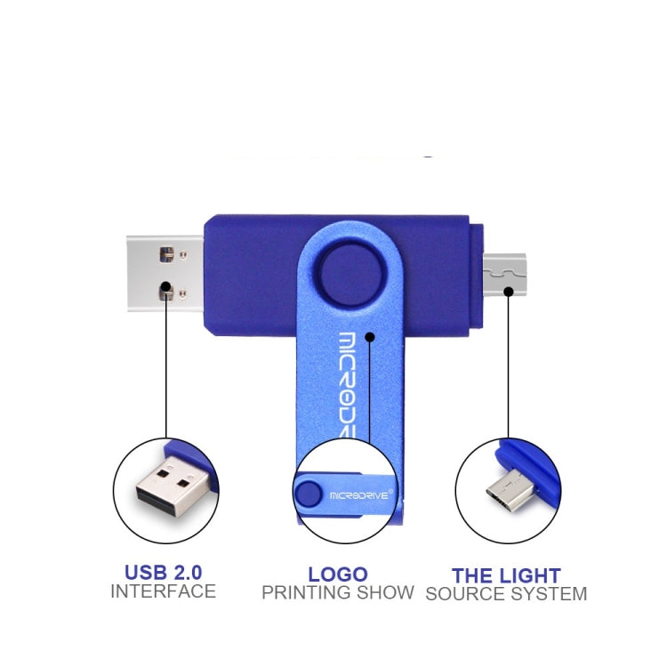 MicroDrive 32GB USB 2.0 Mobile Computer Dual-use Rotating OTG Metal U Disk (White) - USB Flash Drives by MicroDrive | Online Shopping South Africa | PMC TechLife | Buy Now Pay Later Mobicred