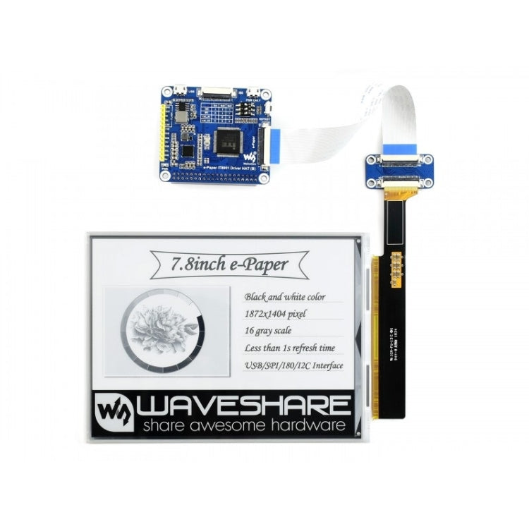 Waveshare 7.8 inch 1872x 1404 E-Ink Display HAT for Raspberry Pi - Modules Expansions Accessories by Waveshare | Online Shopping South Africa | PMC Jewellery | Buy Now Pay Later Mobicred